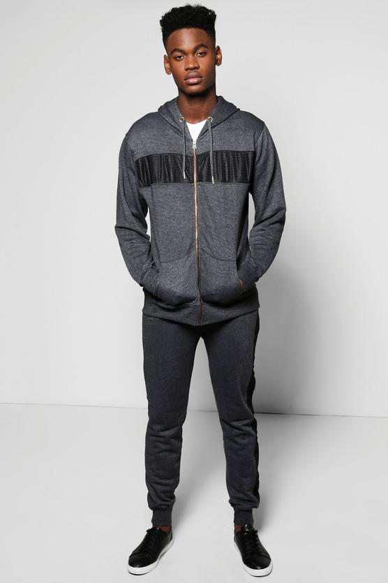 Skinny Fit Mesh Panel Tracksuit